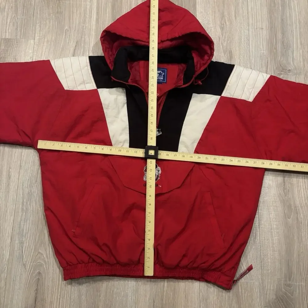 Vintage Georgia Bulldogs Starter Jacket Mens XL Puffer 90s UGA Kangaroo Pouch